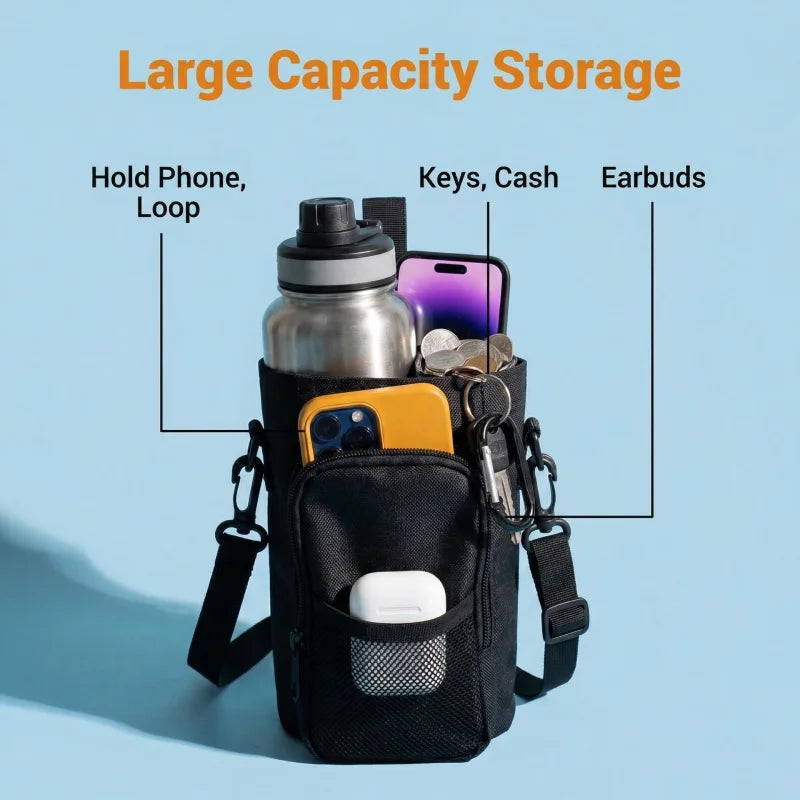 Gym Bag Magnetic Water Bottle Pouch Carrier Bag With Phone Pocket Crossbody Bag Portable Gym Accessories Phone Storage Pouch