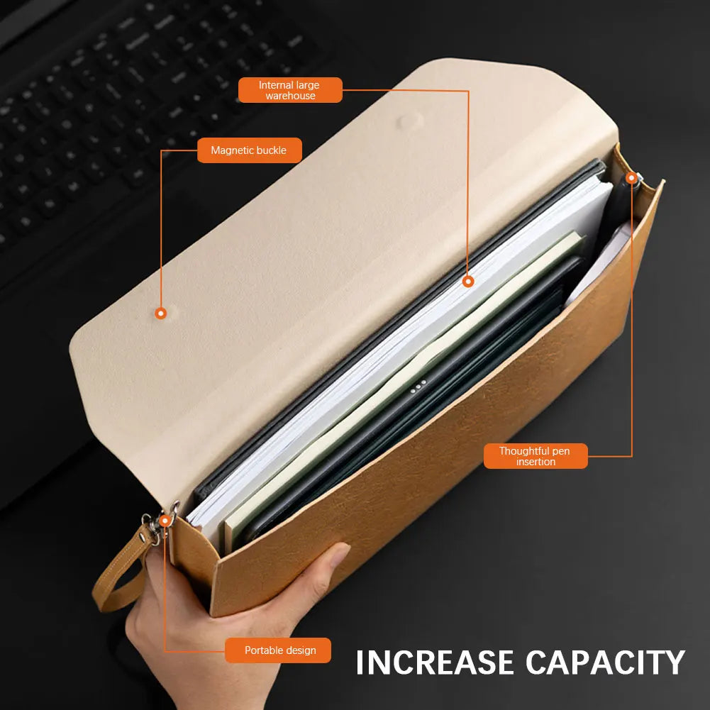 Leather A4 Document Folder,Business Briefcase File Bag,Document Paper Organiser Bag,Travel Document Holder For Office Storage