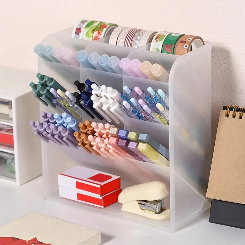 1 pen holder storage rack, multifunctional large capacity stationery storage box, desktop storage box, school office supplies