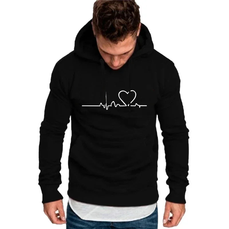 Women Casual Hoodies Heartbeat Print Men's women's Loose Hoodies Couple Sweatshirts Fashion HipHop Sweatshirt Harajuku Unisex