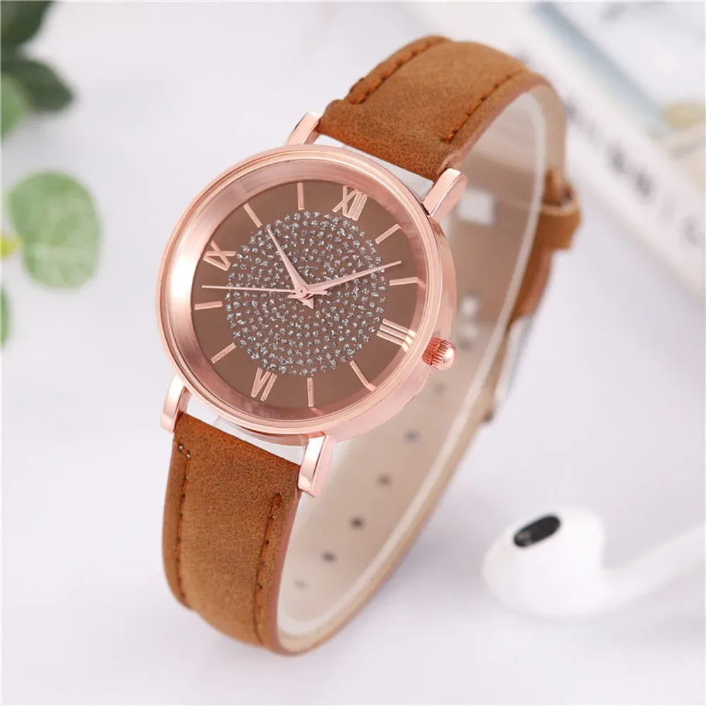 2025 New Women Watch Luxury Female Quartz Wristwatch Leather Belt Dial Casual Fashion Bracelet Ladies Girls Clock Gifts
