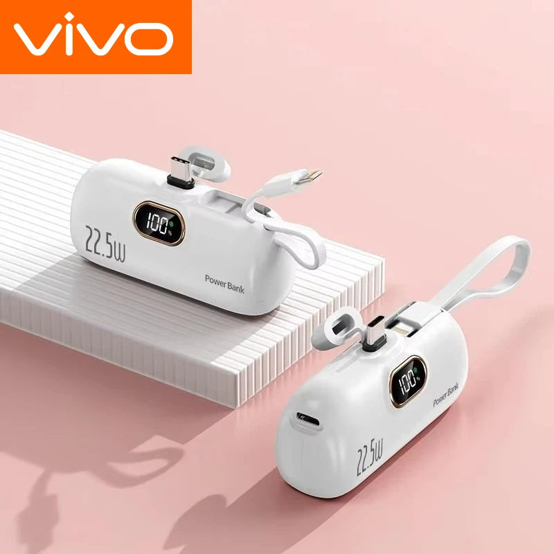 VIVO 30000mAh Mini Portable Power Bank Capsule Mobile Power Supply Emergency External Battery Fast Charger For Type-c iPhone