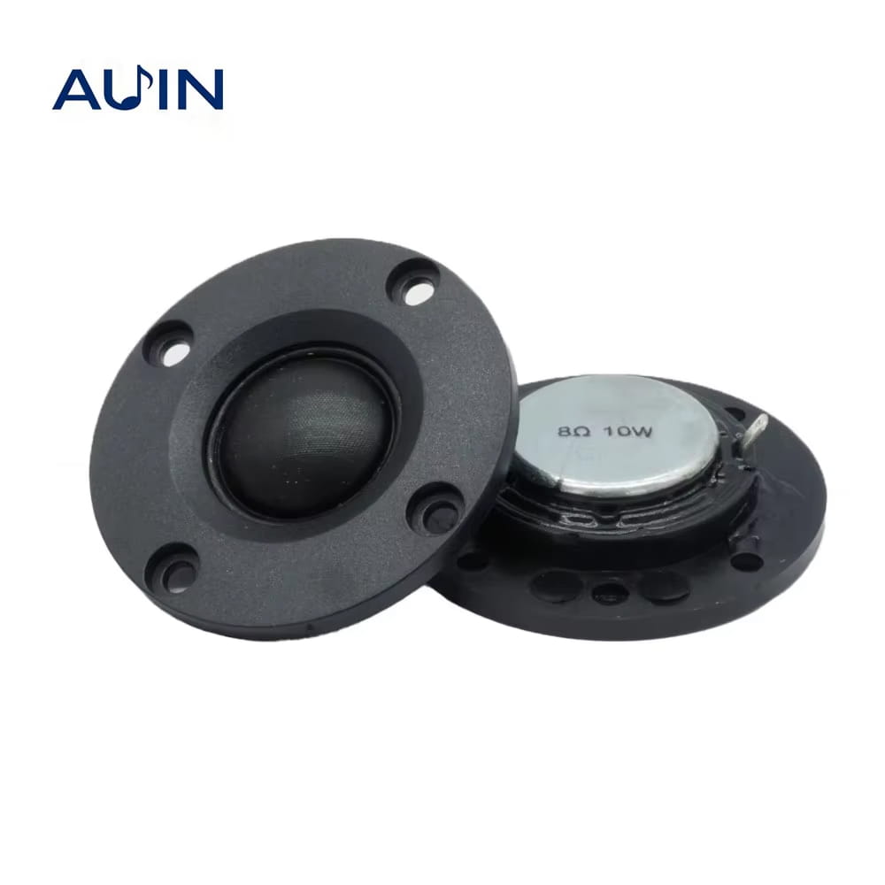 Auin 52mm hifi tweeter speaker two pieces featuring black circular drivers with matte finish and metallic silver centers marked with 8 ohm 10 watt specifications.