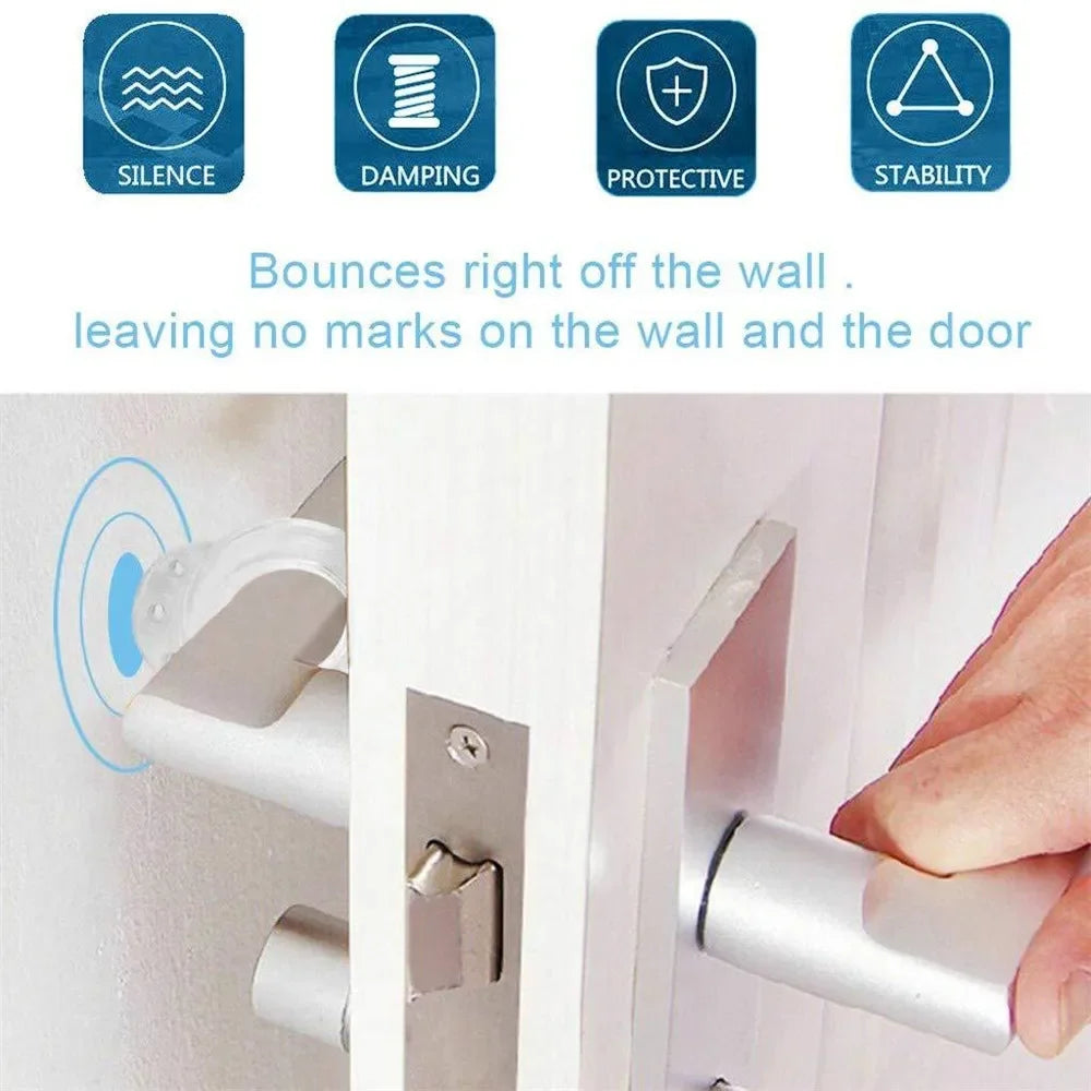 Door Stop Transparent Safety Supplies Silicone Door Handle Buffer Wall Furniture Protection Retainer Hardware Home
