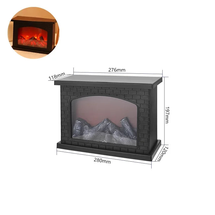 LED Fireplace Lamp Realistic Flame Effect Vintage Battery Powered Room Holiday Light for Christmas Halloween Decoration