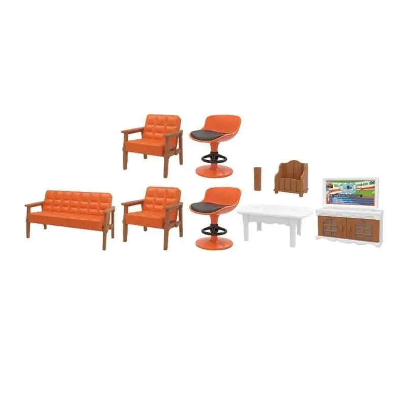 U13F Miniature Furniture Set for 1/12 Dollhouses Dining Room Kitchen Bathroom Living Room with Accessories for Scene Decors