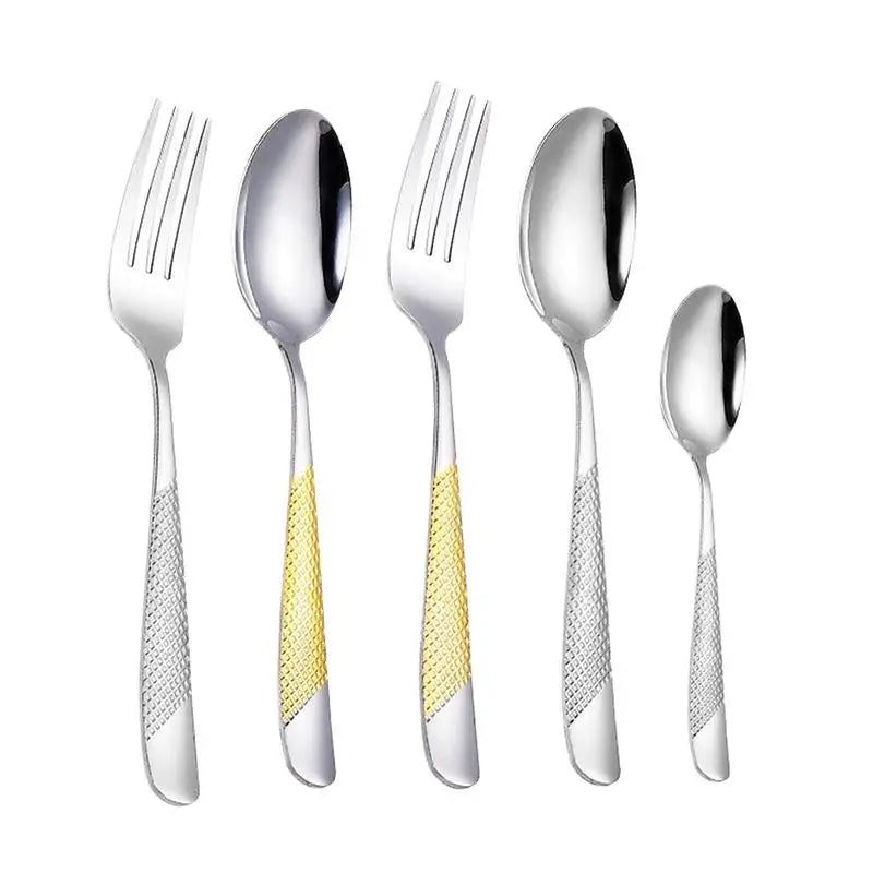 Kitchen Utensil Set Stainless Steel Spoon And Fork Set Food-Grade Flatware Gold Silverware Set