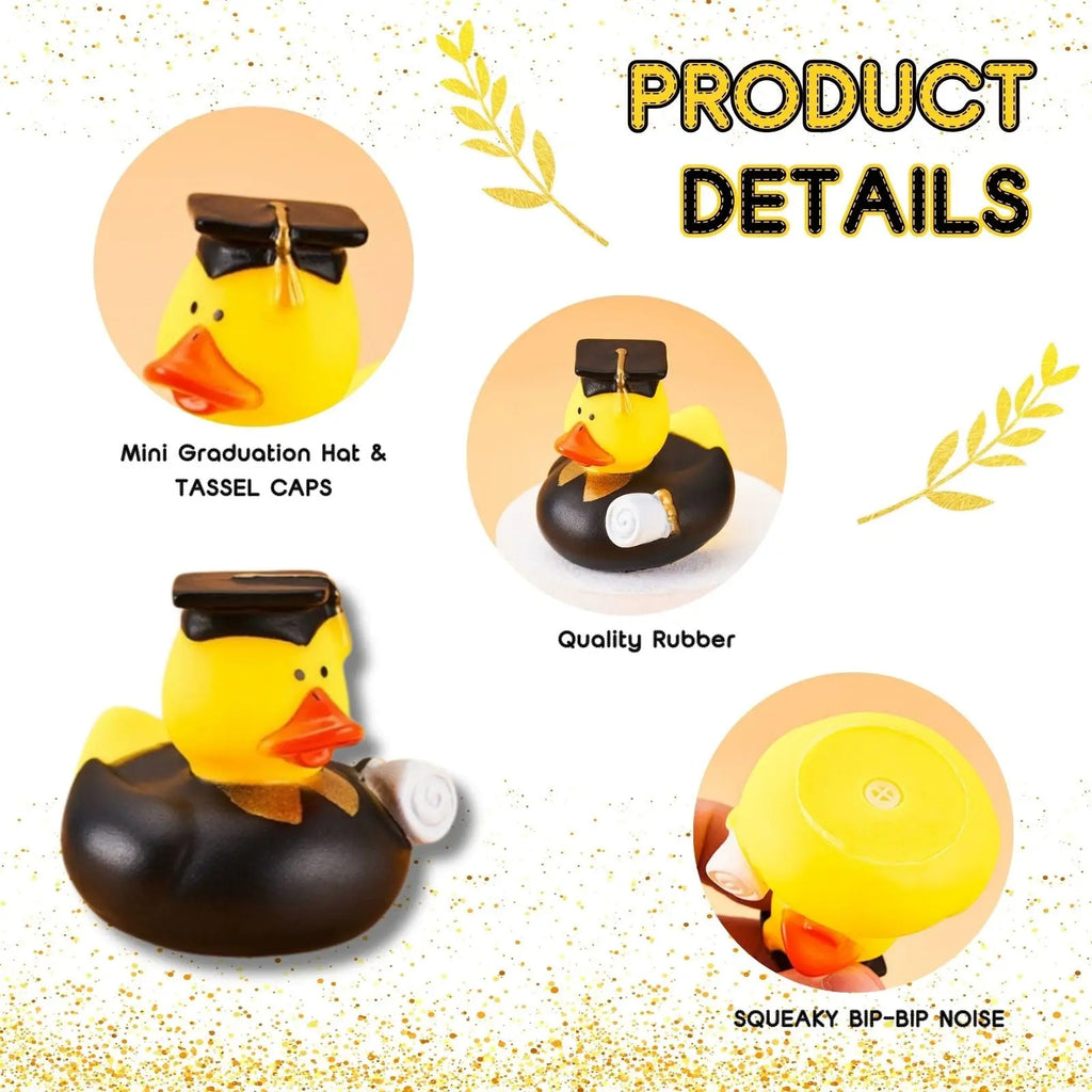 6/12/24 Sets of Graduation Rubber Duck and Grad Gift Candy Boxes with Yellow Tassel Mini Graduation Duck Bulk Grad Party Favors