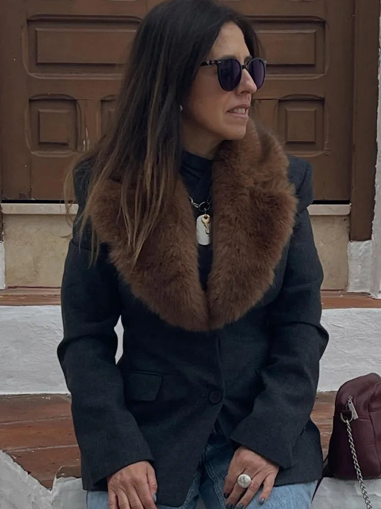 HH Women Winter Elegant Slim Elegant Turn-Down Collar Coat Black Pockets Belt Decoration Women Fashion Long Sleeves Coats