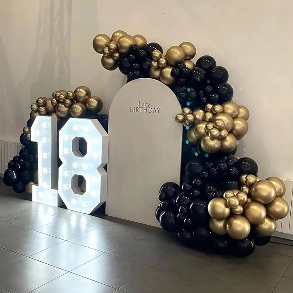 18th Birthday Party Decor Balloons Garland Black Gold Latex Balloon Arch Kit New Year Graduation Baby Shower Wedding Decoration