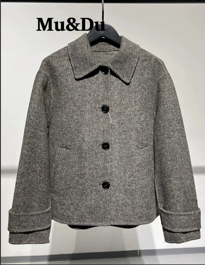 Women Woolen Jacket 2026 Winter Short Coat Female Outerwear Fashion Lady Loose Elegant Casual Streetwear