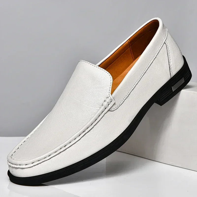 Men Dress Shoes Breath Driving Lazy Loafers Moccasins Genuine Leather Footwear Slip on Office Man Formal Wedding Party