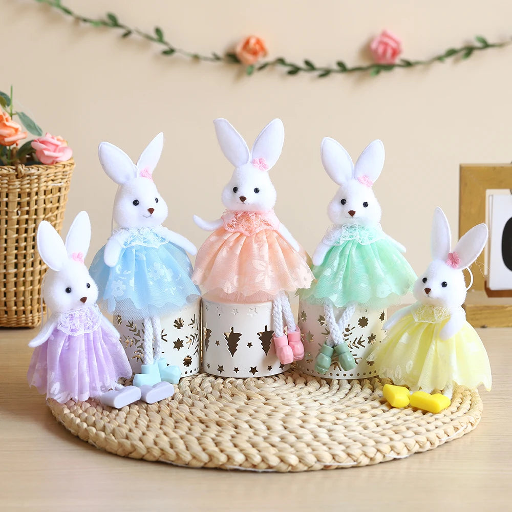 1Set Easter Hanging Ornaments Cute Bunny Flower Fairy Elves Angel Girl Ornaments Pendants Happy Easter Party Decoration Gifts