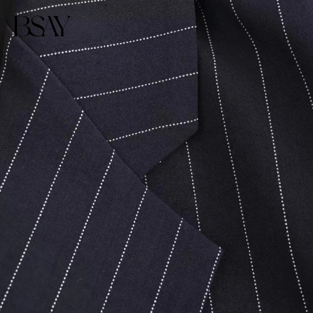BSAY Blazers for Women Fashion Autumn Winter Loose Fine Stripes Long Sleeve Double-breasted Suits Jacket Chic Female Suit Coat