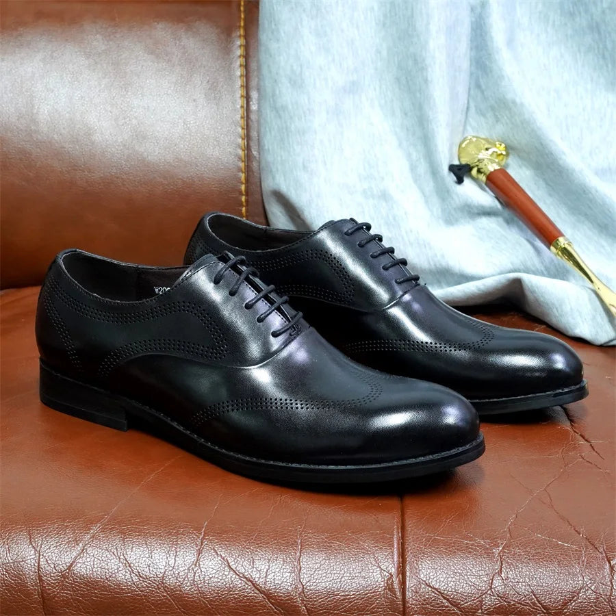 Men Dress Shoes High Quality Italian Elegant Round Toe Lace Up Shoes for Man Wedding Social Oxford dress Shoes