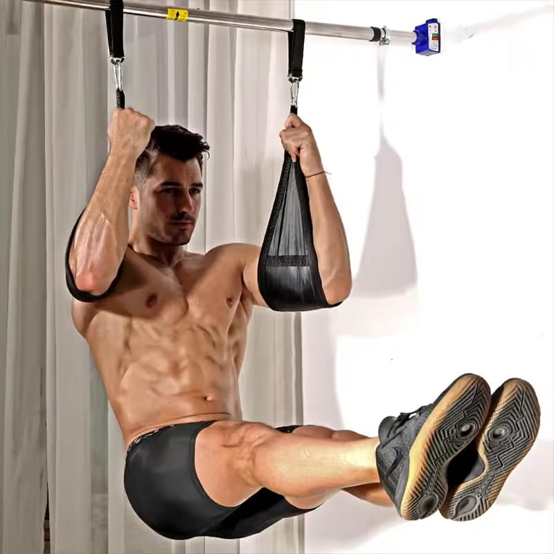 black fabric ab sling straps heavy duty hanging leg raise straps with adjustable metal hardware for secure suspension training