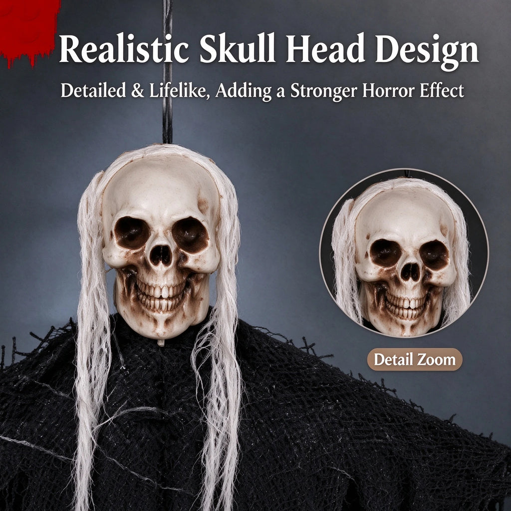 Halloween Scary Props Hanging Skeleton Ghost Skull Hanger Bloody Gauze Door Curtain Haunted House Bar Indoor Outdoor Party Decor
