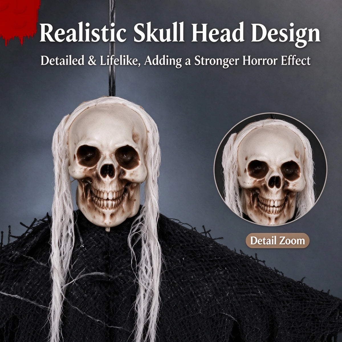 Halloween Scary Props Hanging Skeleton Ghost Skull Hanger Bloody Gauze Door Curtain Haunted House Bar Indoor Outdoor Party Decor
