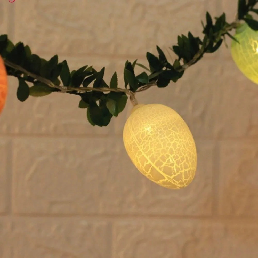 Luminous Easter Egg Wreath 10 LED Lights 2M Easter Twig Garland Crack Easter Egg Waterproof Artificial Easter Lights String