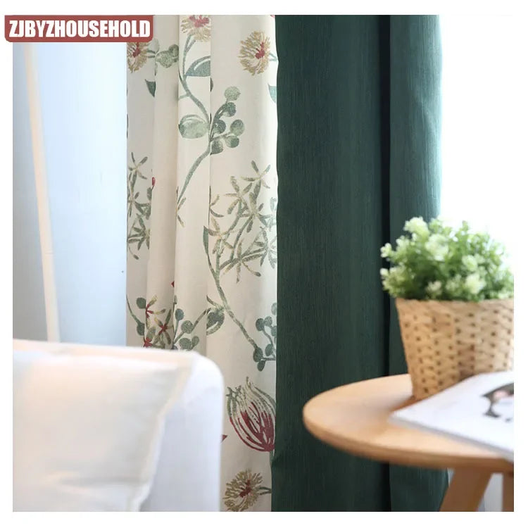 New Cotton Curtain for Living Room Prints Boys 'curtains Green Curtains for Bedroom Fabric Half-light Curtains