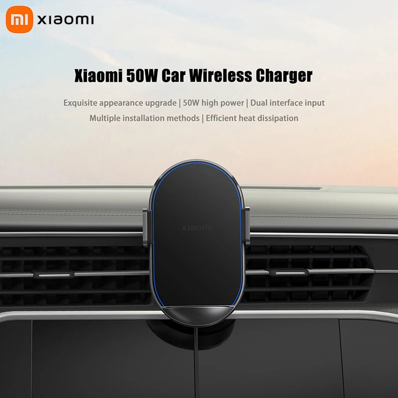 Xiaomi 50W Car Wireless Charger Set Dual Interface Fast Quick Charging Support Power-Off and Inductive Expansion Portable Holder