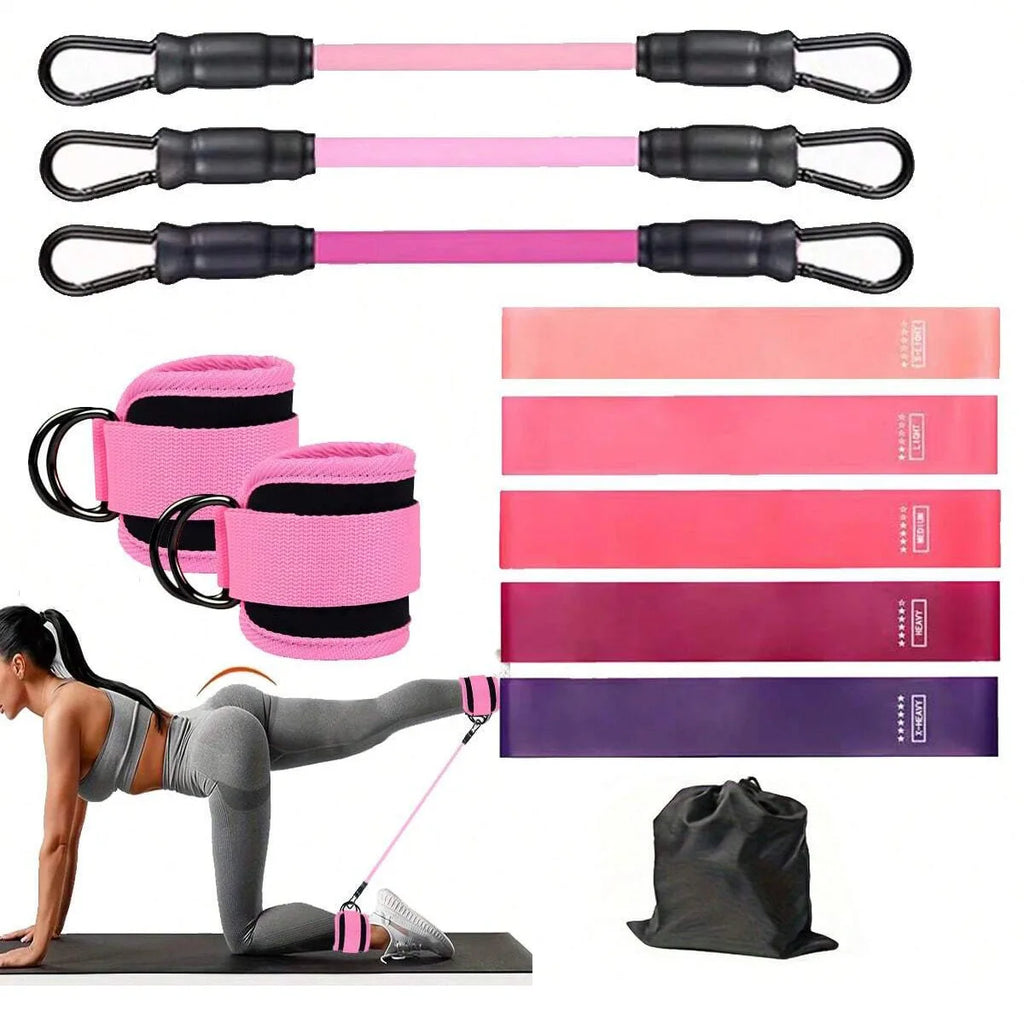 11pcs Home Gym Leg & Hip Toning System - Resistance Bands & Ankle/Thigh Trainer Set with Adjustable Tension Levels