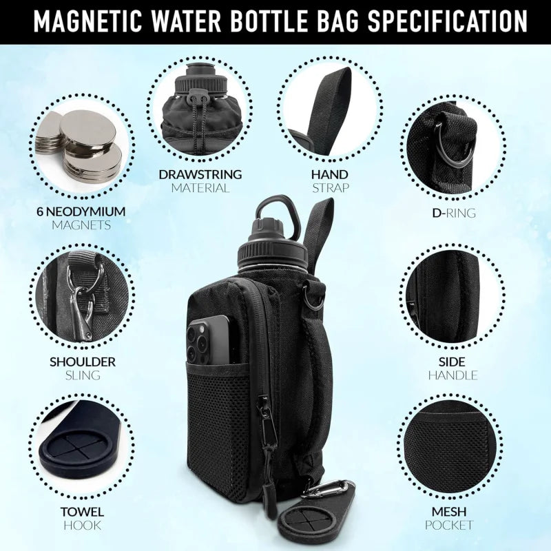 Gym Bag Magnetic Water Bottle Pouch Carrier Bag With Phone Pocket Crossbody Bag Portable Gym Accessories Phone Storage Pouch