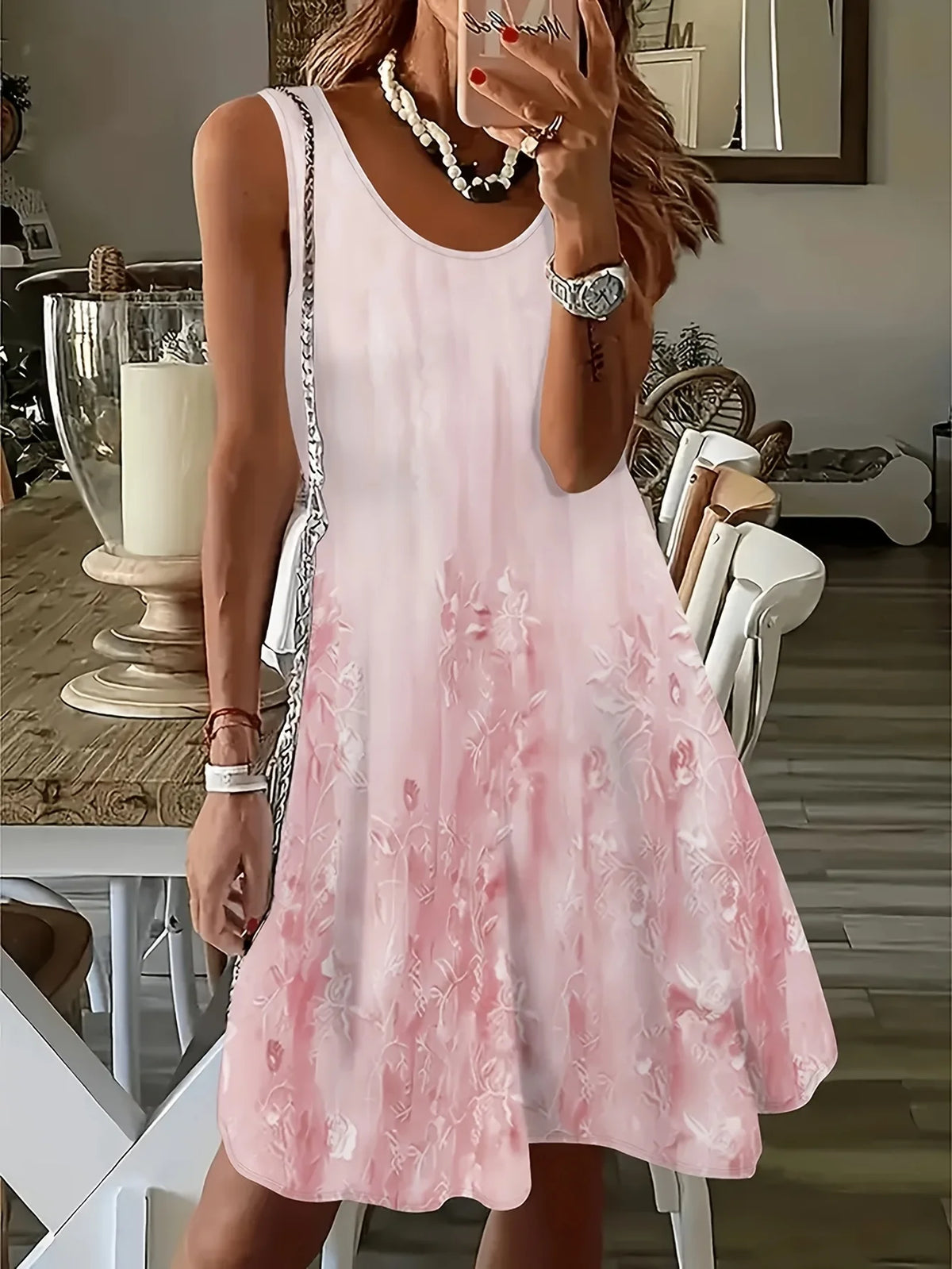 Ethnic-Style Women's Spaghetti-Strap Dress Summer Boho Beach Dress Casual Loose-Fitting Dress Women's Fashionable Vacation Top