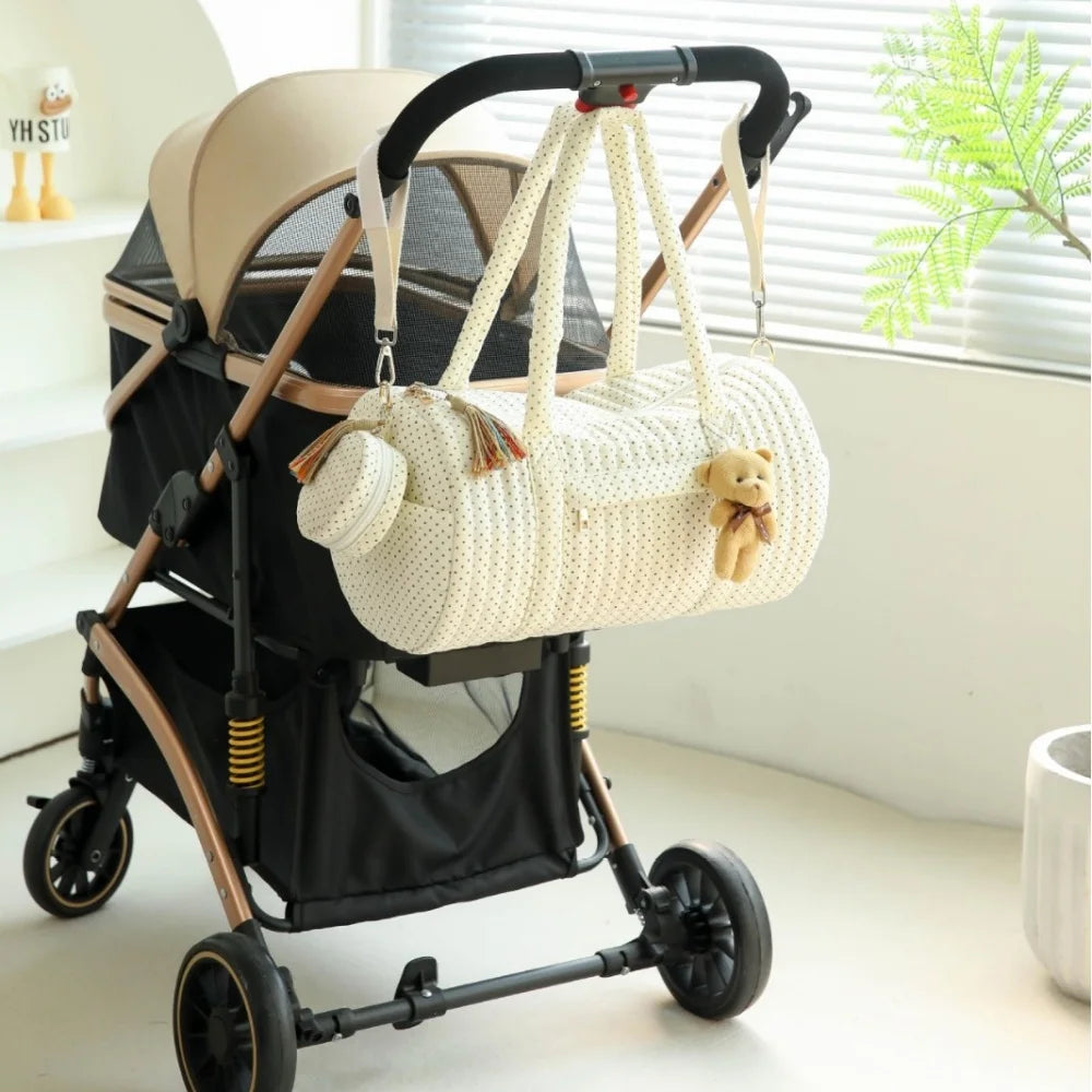 Quilted Travel Baby Stroller Storage Bag Large Capacity Pram Buggys Organizer Travel Tote With Two Stroller Straps For Nappy