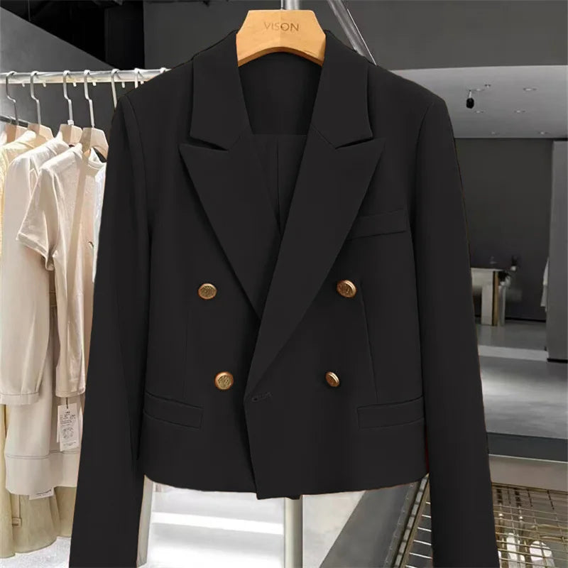 Blazers Woman Clothing 2025 New All-match Korean Chic Tops Double-breasted Suit Coat Ladies Office Suit Female Outerwear