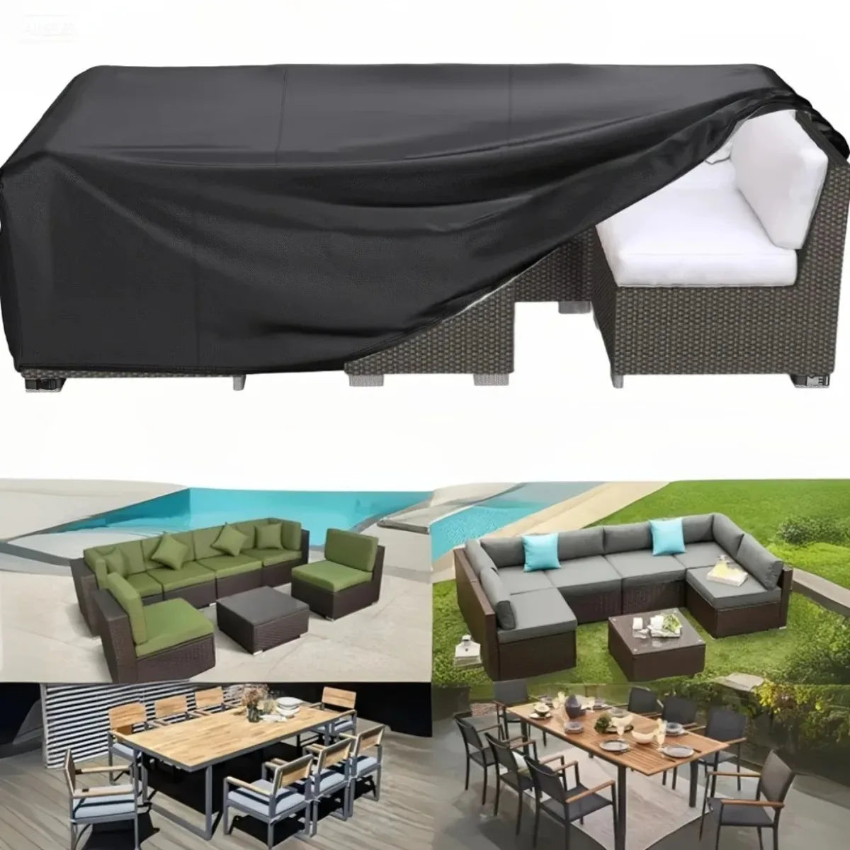 Outdoor Patio and Terrace Furniture Cover, UV-resistant, Suitable for Rectangular Coffee Table Lawn and Patio Set