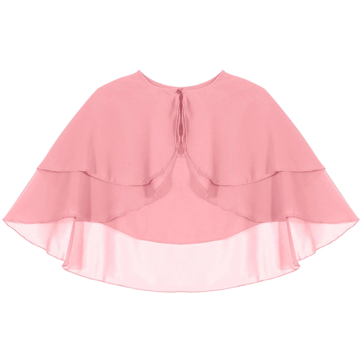 Women Elegant Solid Color Chiffon Shawl Ruffle 2-Layer Chiffon Wraps Bolero Wedding Birthday Evening Party Dress Cape Outerwear