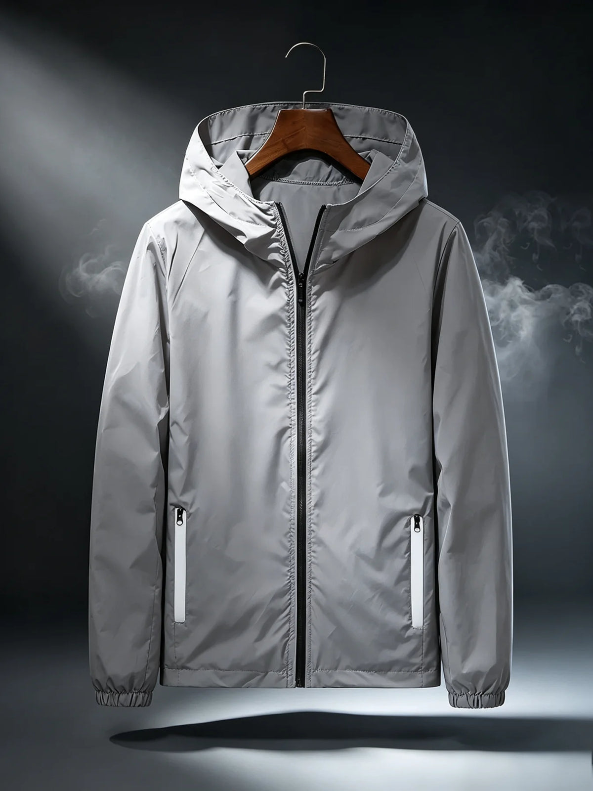 Men Casual Hooded Jacket,Thin Windproof Waterproof Coat,Full Zipper Lightweight Outerwear Daily Walking Hiking Sportswear