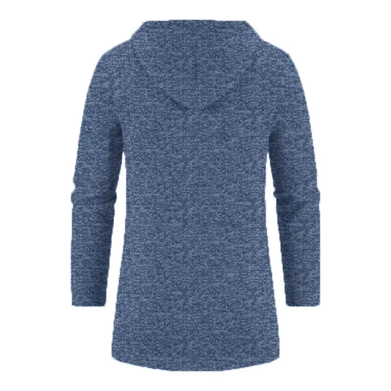 Sudadera con cremallera extragrande para hombre en tejido jaspeado azul con ajuste relajado, mangas largas y capucha