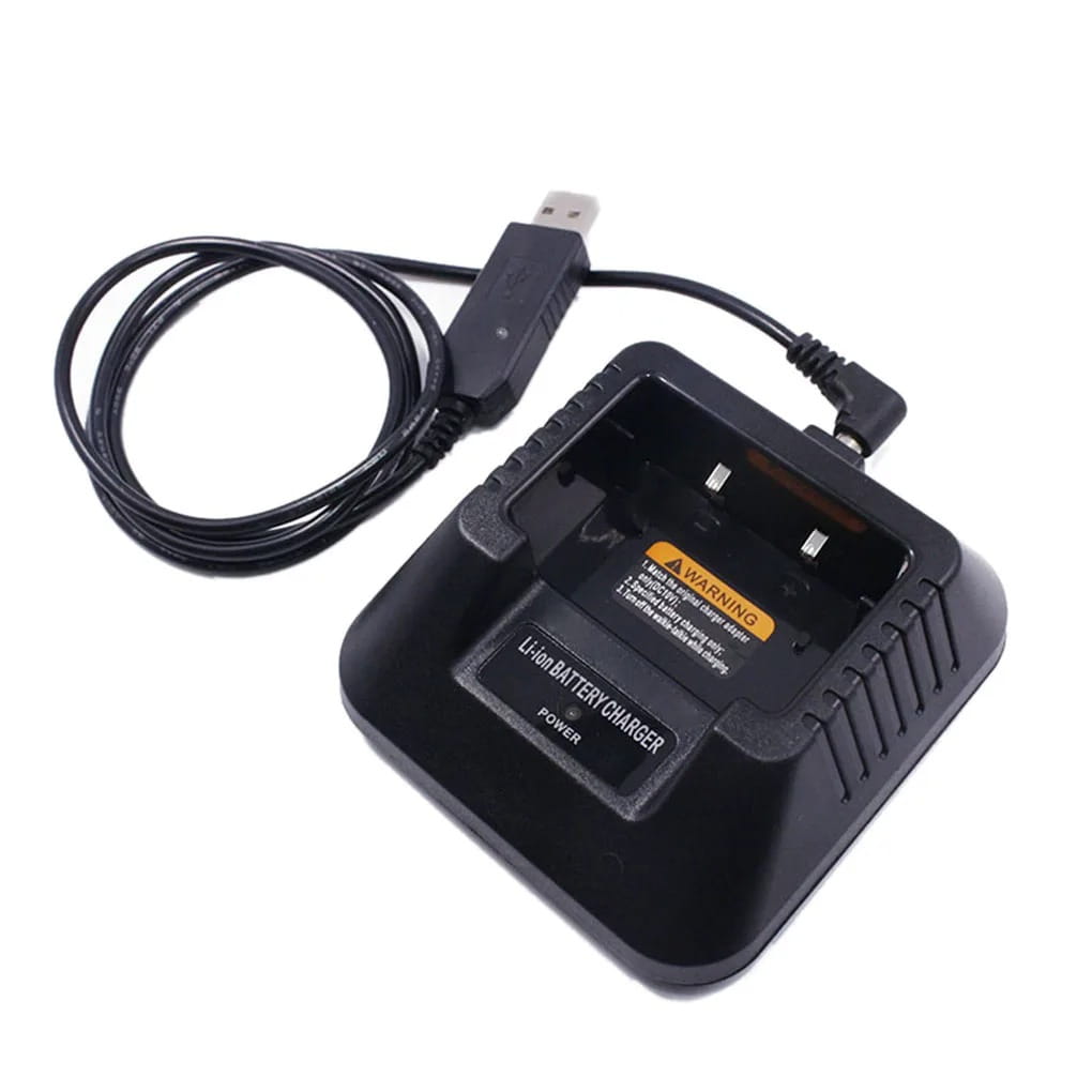 baofeng uv-5r リチウム電池用に設計された、usbケーブル付きのブラックのプラスチック製 usb バッテリ充電器（uv5r デバイス用）。