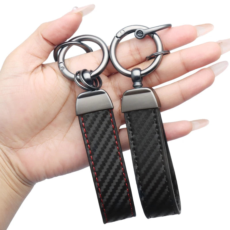 Car Key Chain Carbon Fiber Keychain Luxury Keyring Buckle Car Key Ring Men Women Business Gift Car Key Strap Accessories