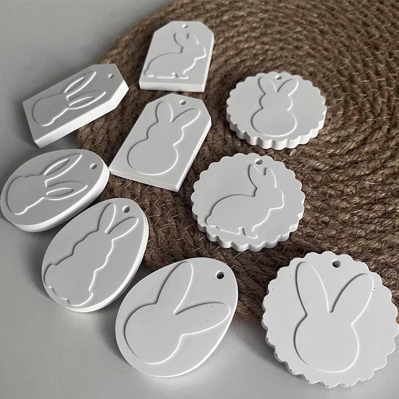 Easter Bunny Pendant Silicone Mold, DIY Epoxy Resin Plaster Concrete Drip Glue Mold, Easter Decoration Egg Bunny Making Mold
