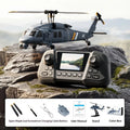 4drc L2 Rc Helicopter 8k Aerial Camera Builtin Screen Remote Control 6axis Gyro Single Blade Black Hawk Apache Military
