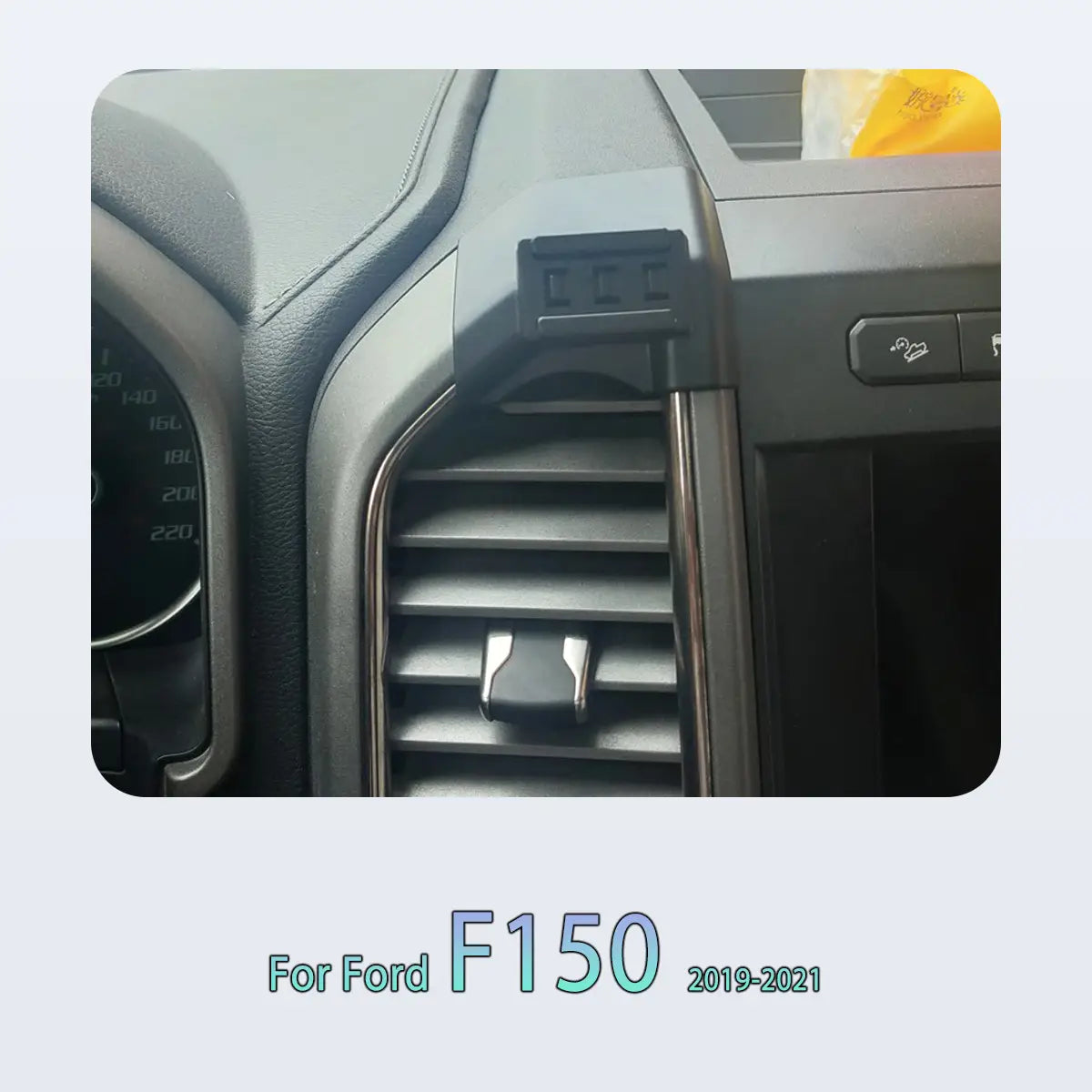 Pince d’aération en plastique noir pour Ford F150 2019-2021, utilisée dans le cadre d’un support de téléphone avec charge sans fil, fixation magnétique par montage
