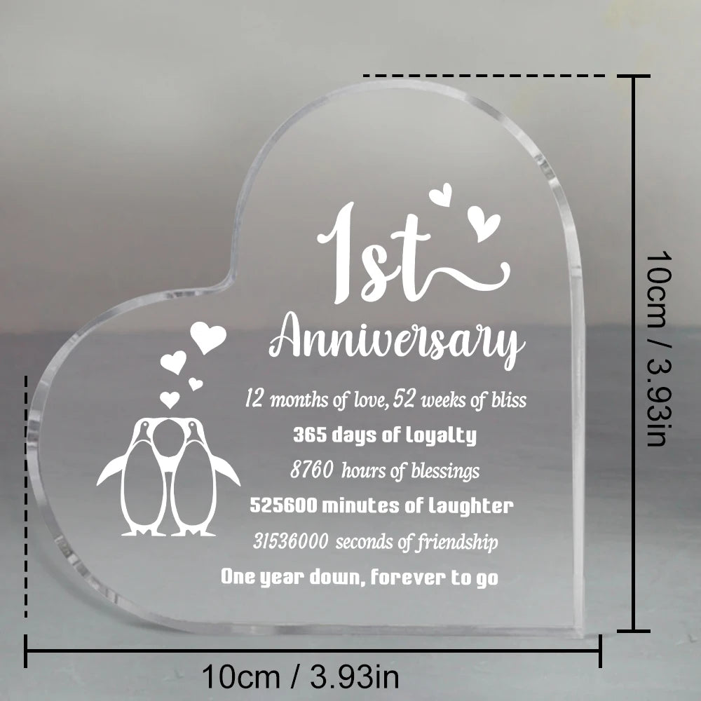 1 Year Anniversary Wedding Gifts for Him Her, One Year Anniversary Boyfriend Gifts, Penguin Couple Gifts 1st Happy Anniversary