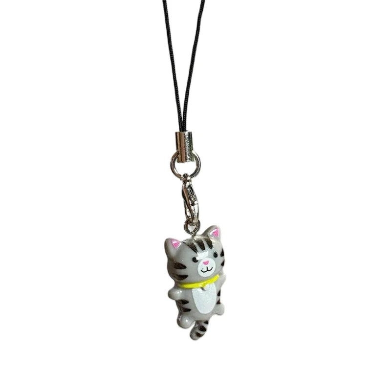 Cute Cat Pendant Keychain Phone Strap Lanyard Strap Backpack Charm Accessories Car Keys Decoration Handmade Jewelry Gift