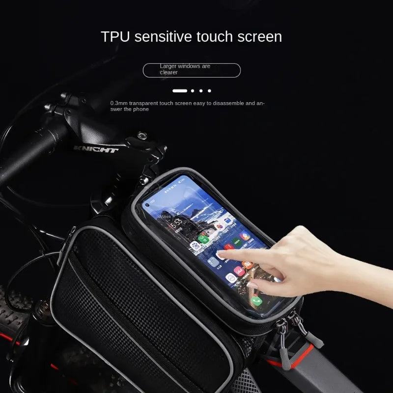 Bike Bags Road Bike Riding Gear Accessories Large Capacity Touch Screen Handlebar Front Tube Waterproof Mobile Phone Bag