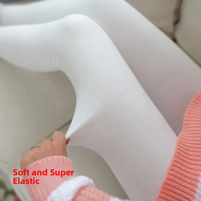 White Fce Lined Sl Thiened Base Layer Pants Women's Spring Autumn Winter Long Tights Adult Warm Footwear