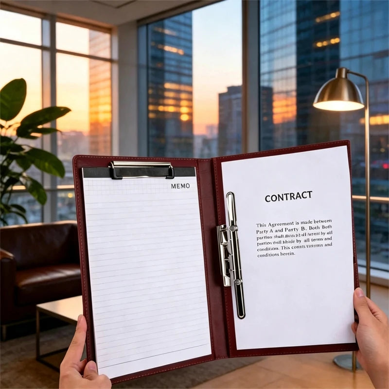 University A4 Leather Executive Portfolio Folder women Business  for Document Holder Clipboard Desk organizer Office Accessories