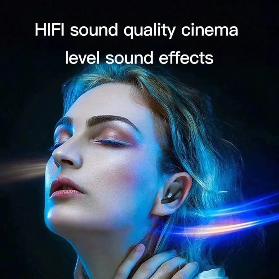 wireless sleeping earbuds with sleek black design and hifi sound quality for immersive cinema level audio shown with charging case