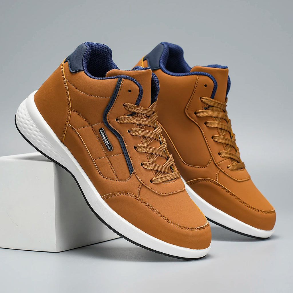 New Shoes for Men High Top Leather Sneaker Waterproof Casual Comfortable Men's Sneakers Lace Up Footwear Vulcanized Man Shoes