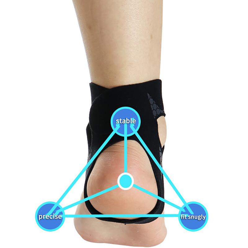Schwarze atmungsaktive Sportstütz-Knöchelmanschette als Knöchelspange mit Mesh-Material und verstellbaren Trägern für einen stabilen und eng anliegenden Sitz