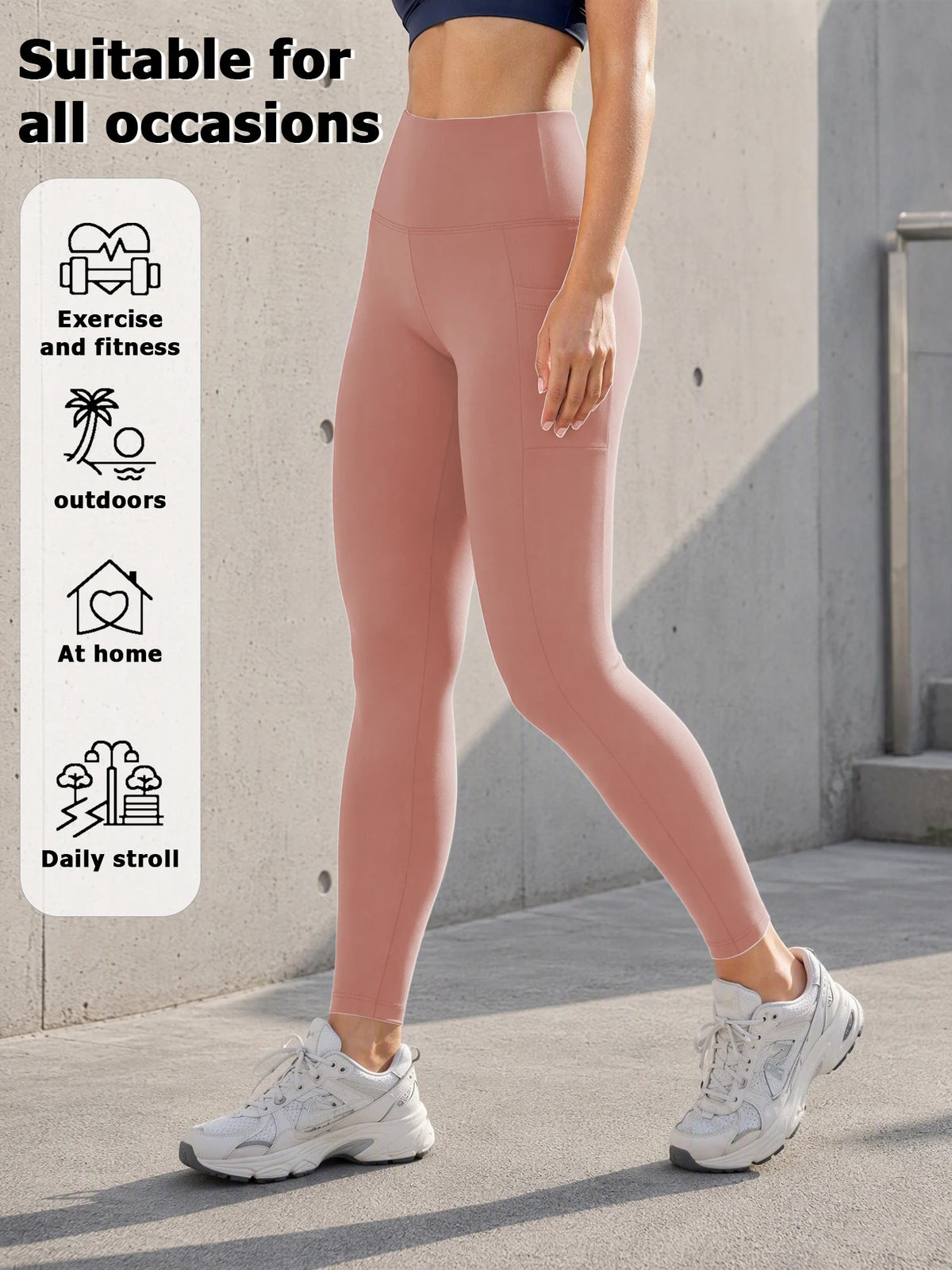 High Waisted Leggings for Women with Pockets Soft Active Tummy Control Pants for Yoga Running & Daily Wear
