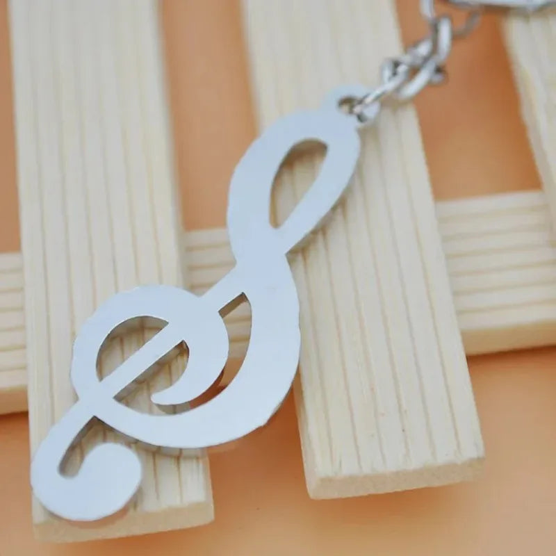 Music Note Keychains Key Ring Silver Plated Metal Musical Note Key Chain For Car Music Symbol Jewelry Accessory Wholesale