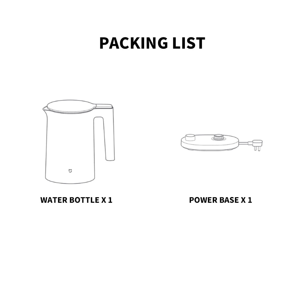 Weißer Elektro-Wasserkocher mit minimalistischer Gestaltung und glatten Konturen aus der Xiaomi Mijia Smart Kettle-2-Pro-Reihe.